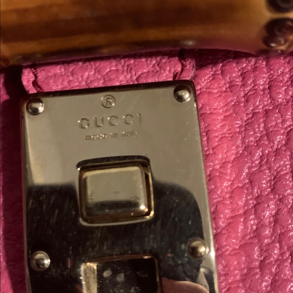 NEW. GUCCI Bamboo hot pink leather. - Picture 10 of 11